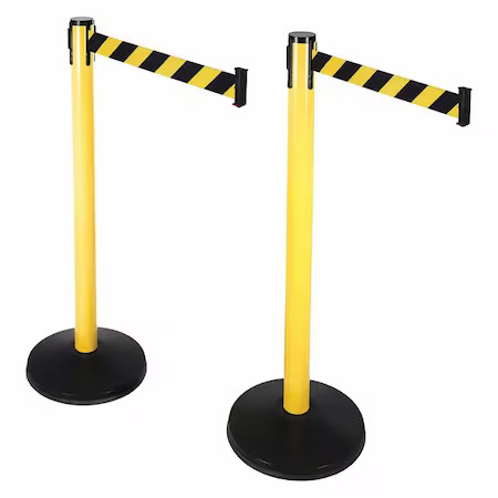 Retracta-Belt Prime 101Ya-Byd-2Pk Barrier Post With Belt, Yellow, 10 Ft Length,