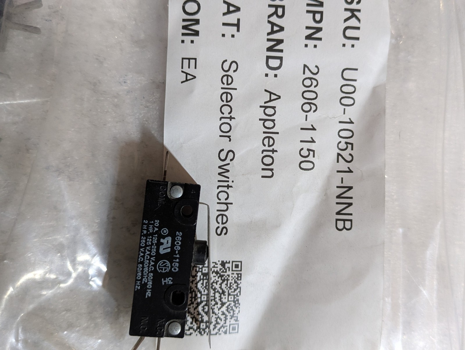 Appleton McGill 2606‑1150 Limit Selector Switch 20A 125‑250VAC 50/60Hz Industria