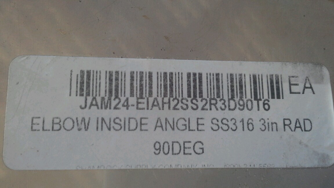 TUBETRACK Elbow Inside Angle 90 with Flange 0-3″ radius EIAH2-SS2-R3D90T6 316 SS