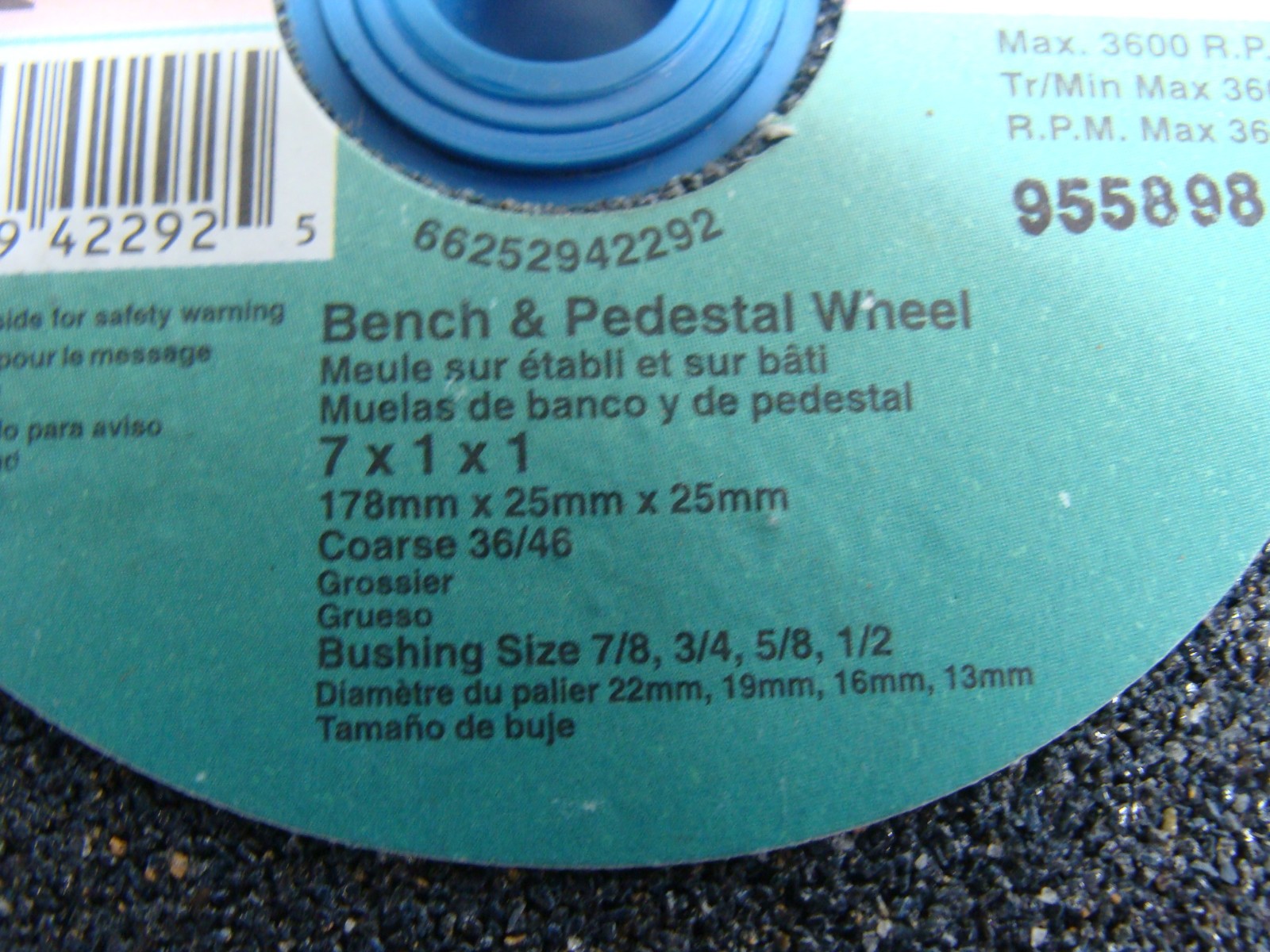NORTON GEMINI GRINDING WHEEL 66252942292 7 X 1 X 1 COARSE GRIT 3600RPM