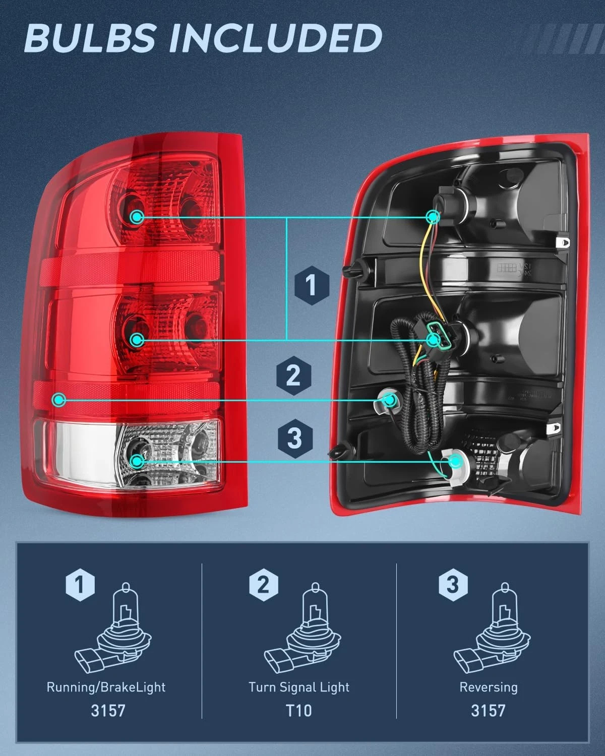 Taillight Assembly Compatible with 2007 2008 2009 2010 2011 2012 2013 GMC Sierra
