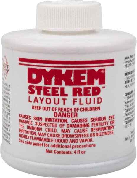 Dykem 80396 Red Layout Fluid, 4 Ounce Brush Top Can
