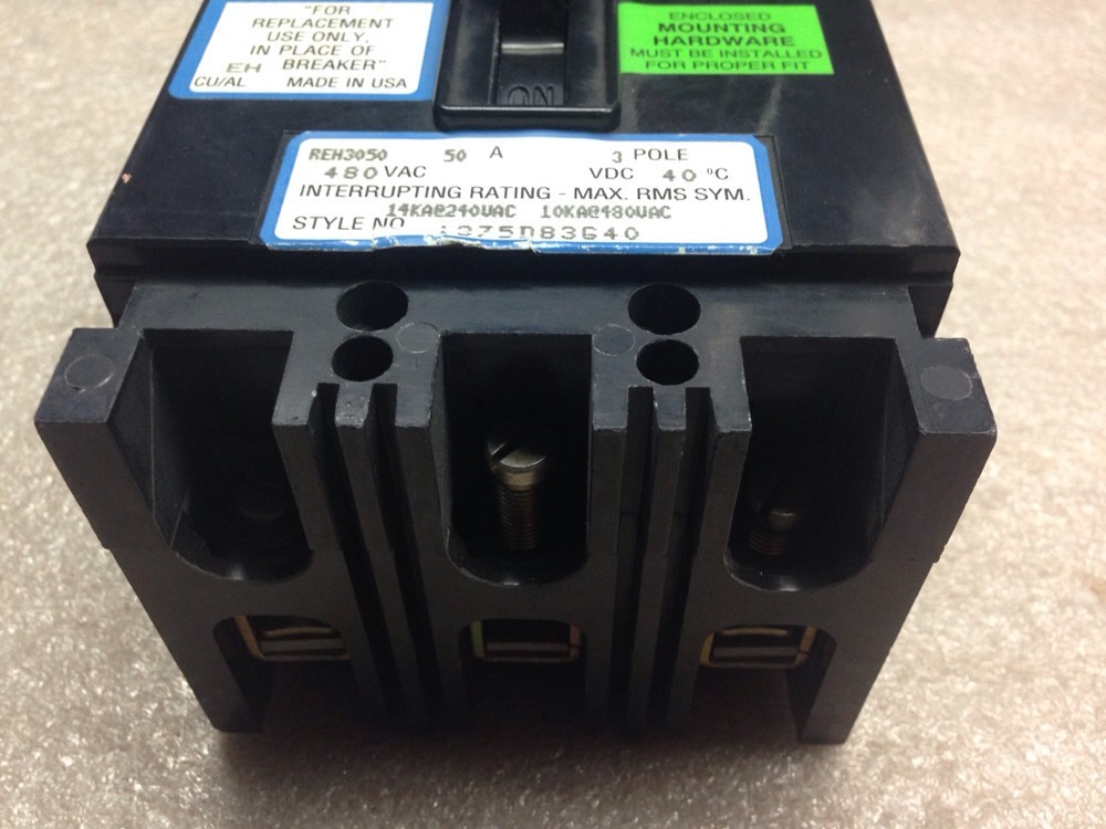 Westinghouse Circuit Breaker 50A, 480V, 3pole, REH3050, SHIPSAMEDAY#131D