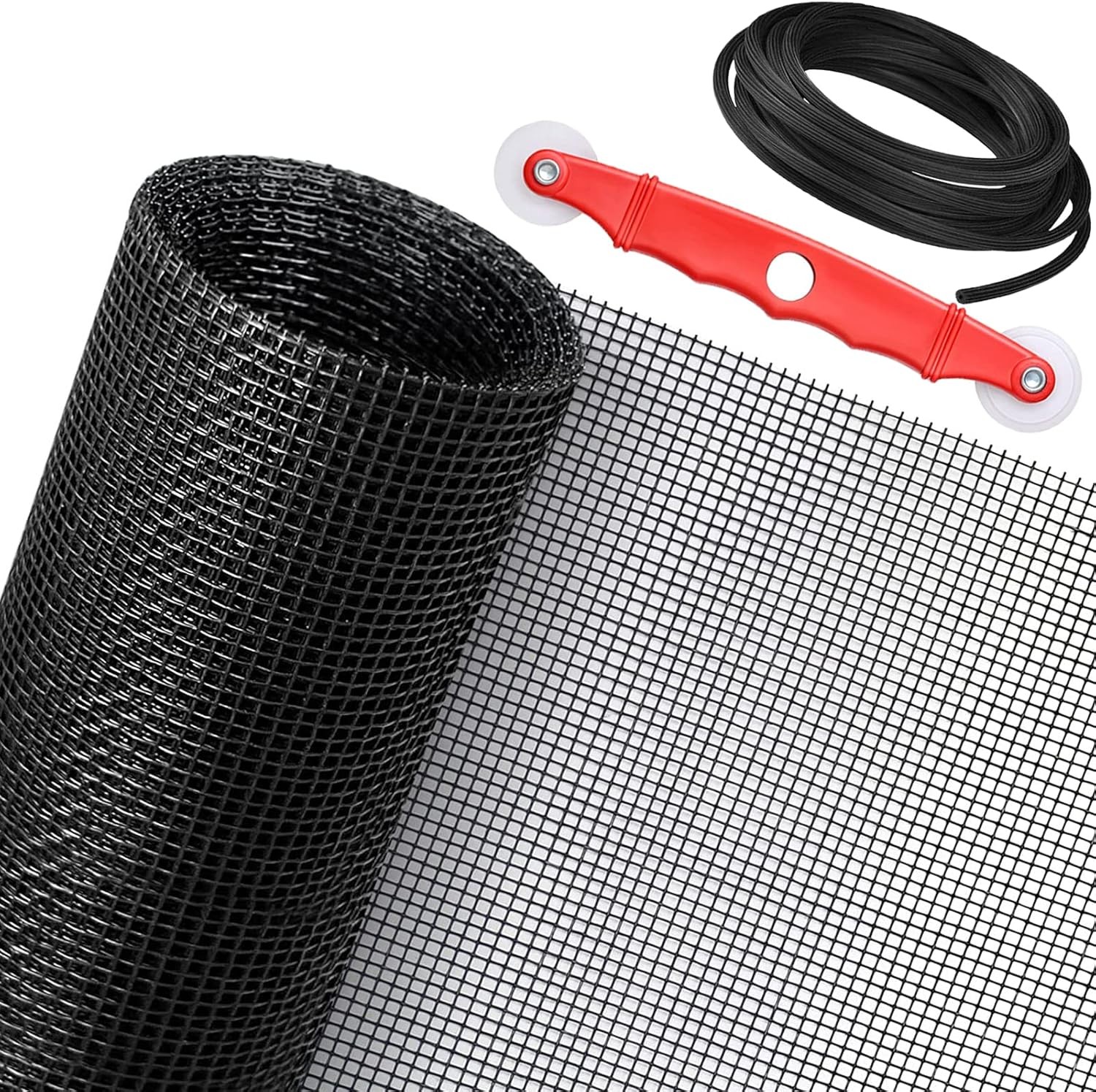 Window Screen Replacement Kit 48” x 99” Fiberglass Screen Mesh W/ Rolling Tool