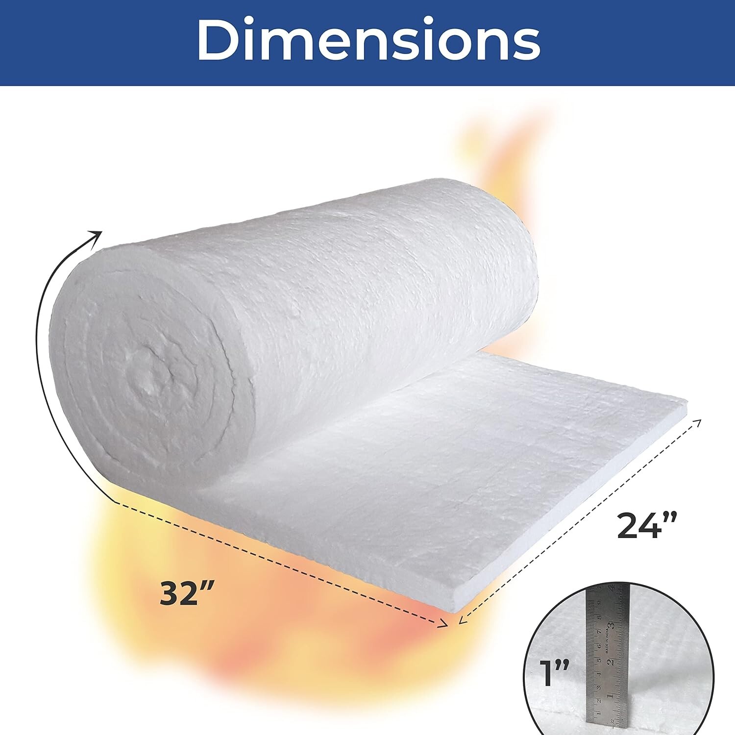 Ceramic Fiber Blanket 2400F 8# High Temp Thermal Insulation 1″x24″x32″