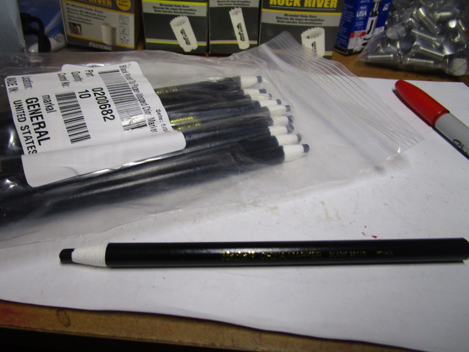 Black Pointed Tip Paper-Wrapped China Marker QTY 10