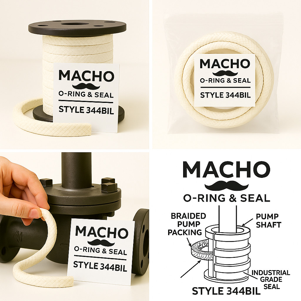 Style 344BIL Teflon Mechanical Pump & Valve Packing, 1/2″ SQUARE 10 FOOT LENGTH