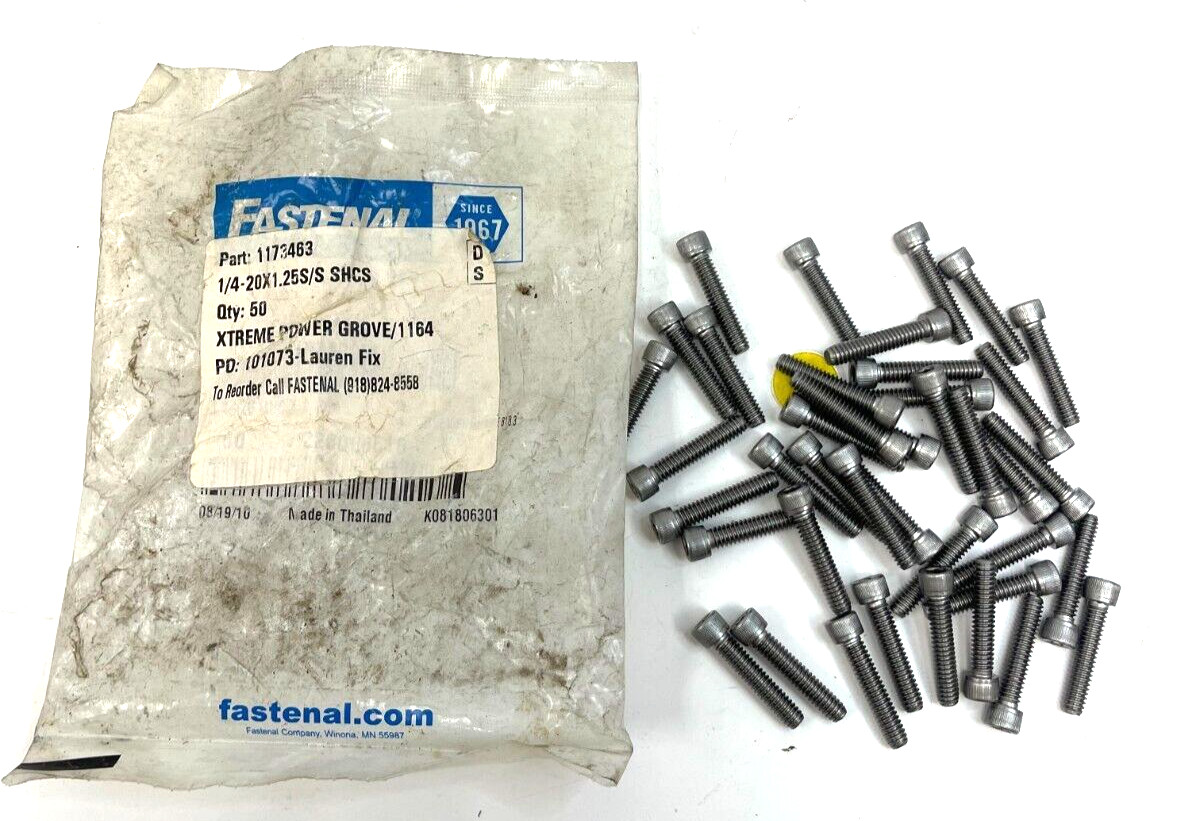 FASTENAL SOCKET CAP SCREW 1173463 1/4-20 X 1.25 S/S SHCS 18-8 STAINLESS STEEL