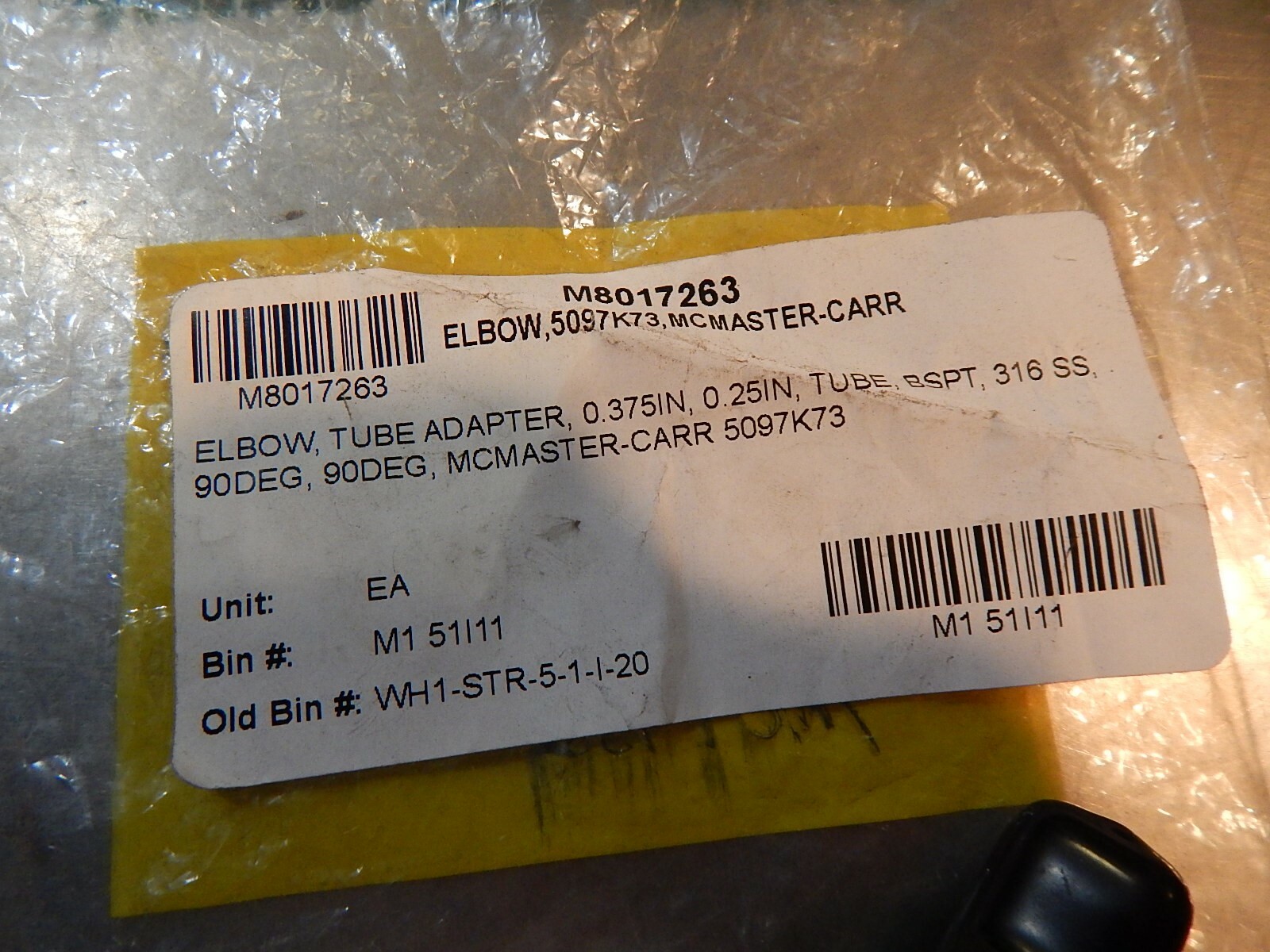 NEW McMaster-Carr 8097K73 Tube Adapter Elbow 316SS 90-Deg *FREE SHIPPING*