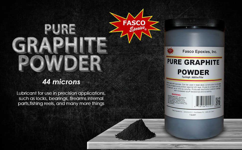 Graphite Powder Pure 44 microns – Uses include: dry lubricant, epoxy (Quart)