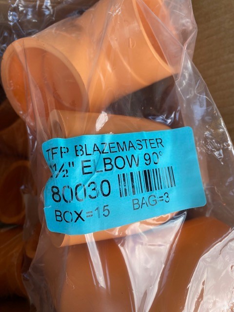 (3 PACK) 80030 TFP Blazemaster 2-1/2″ Elbow 90 Degree CPVC SOC Sprinkler U5