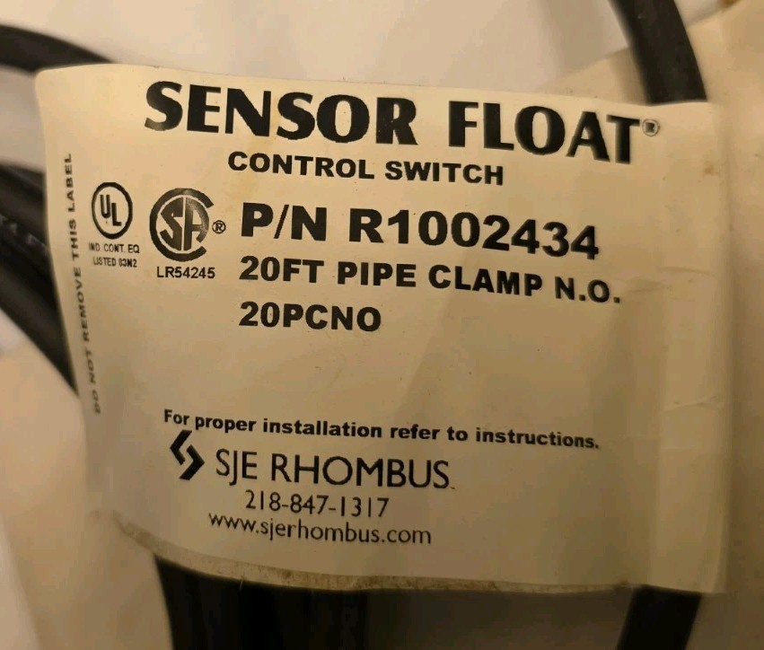 SJE-RHOMBUS 20PCN0 FLOAT CONTROL SWITCH SENSOR P/NR1002434 – NEW