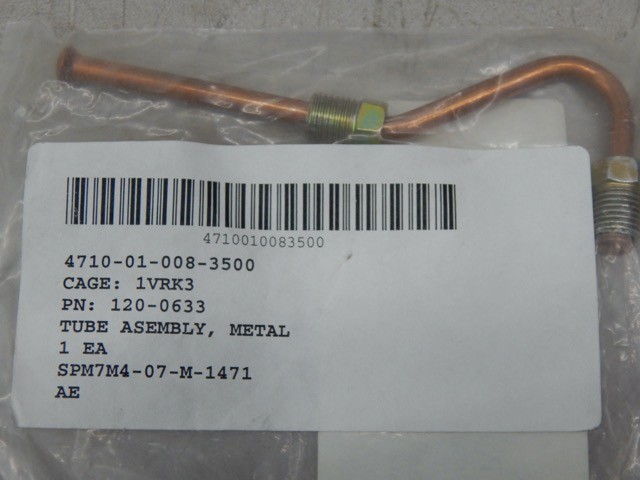 Cummins, Onan 120-0633 4710010083500 Oil Line, Metal Tube Assembly