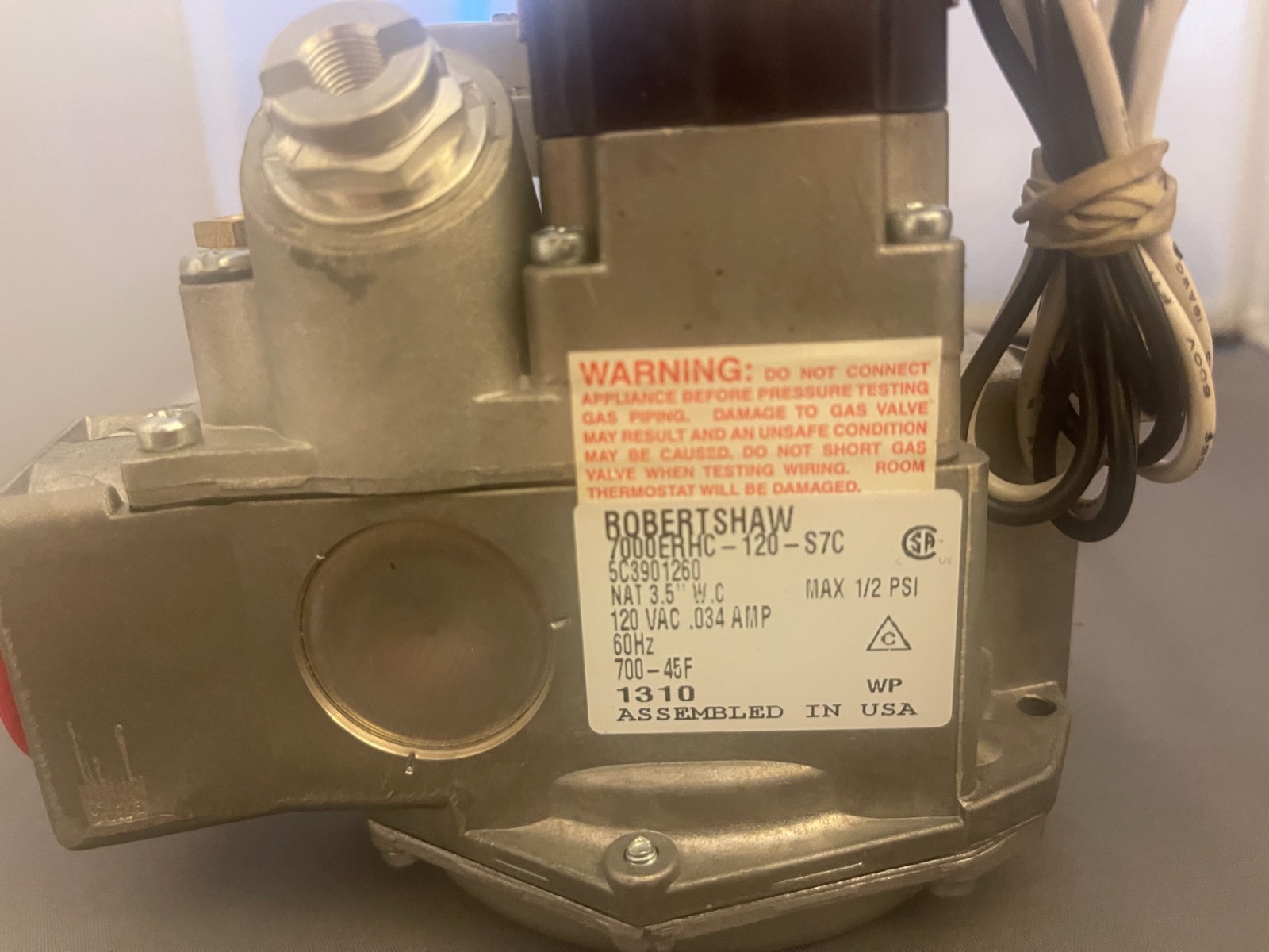 Robertshaw 700-456 120v 1 X 1 Standing Pilot Gas Valve 600000 BTU Slow Opening
