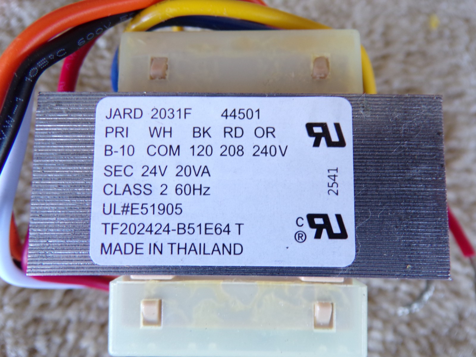 JARD 44501 Transformer 20VA 120/208-240V 24V @h16