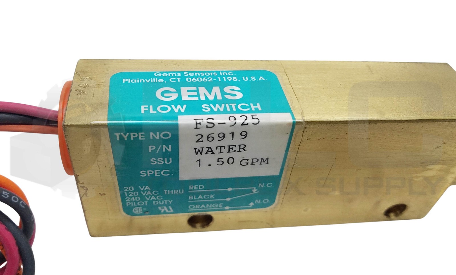 NEW GEMS 26919 TYPE FS-925 FLOW SWITCH, 1.50GPM