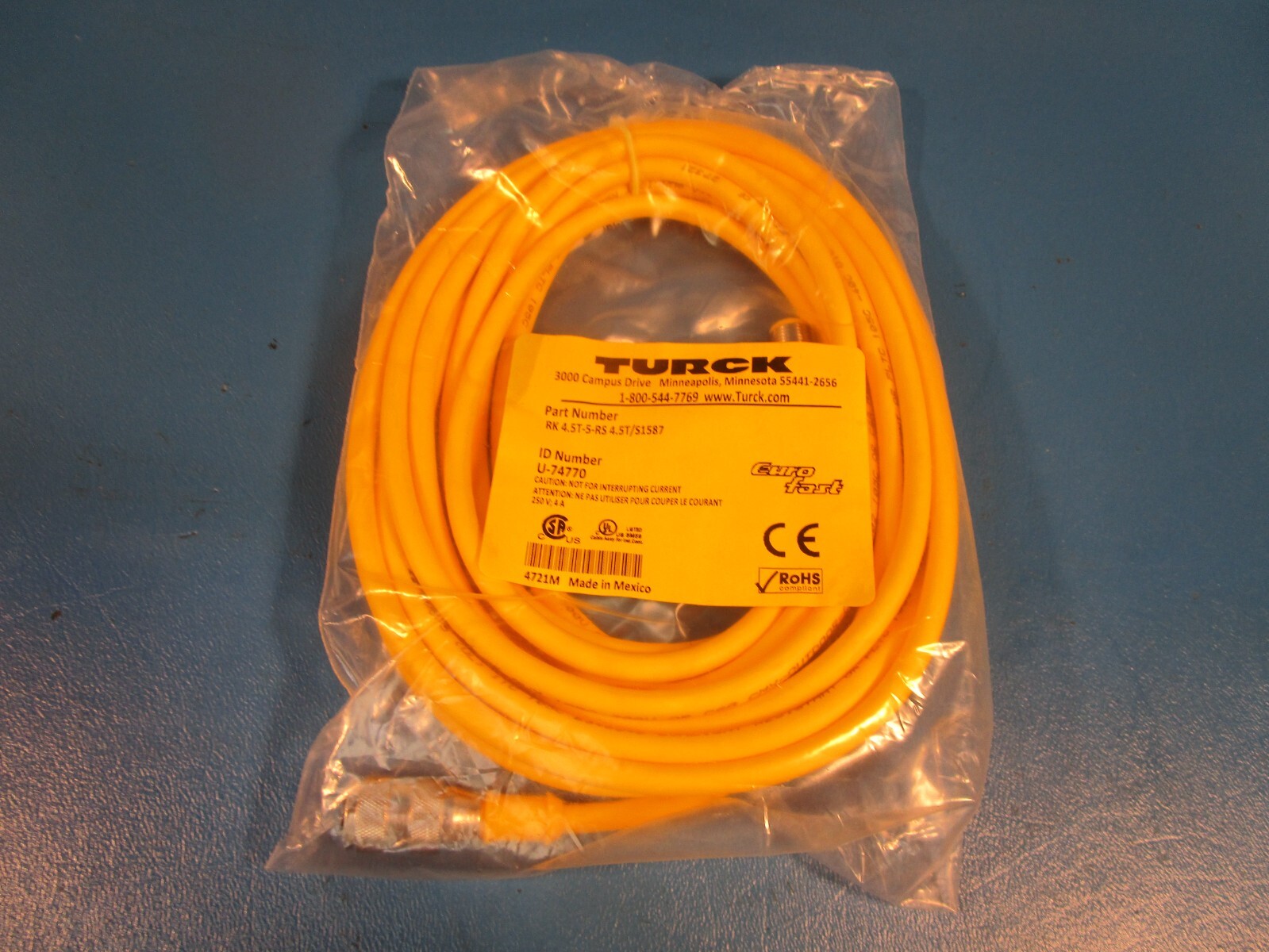 Turck RK 4.5T-5-RS 4.5T/S1587, U-74770 Quick Connect Cable Assemblies