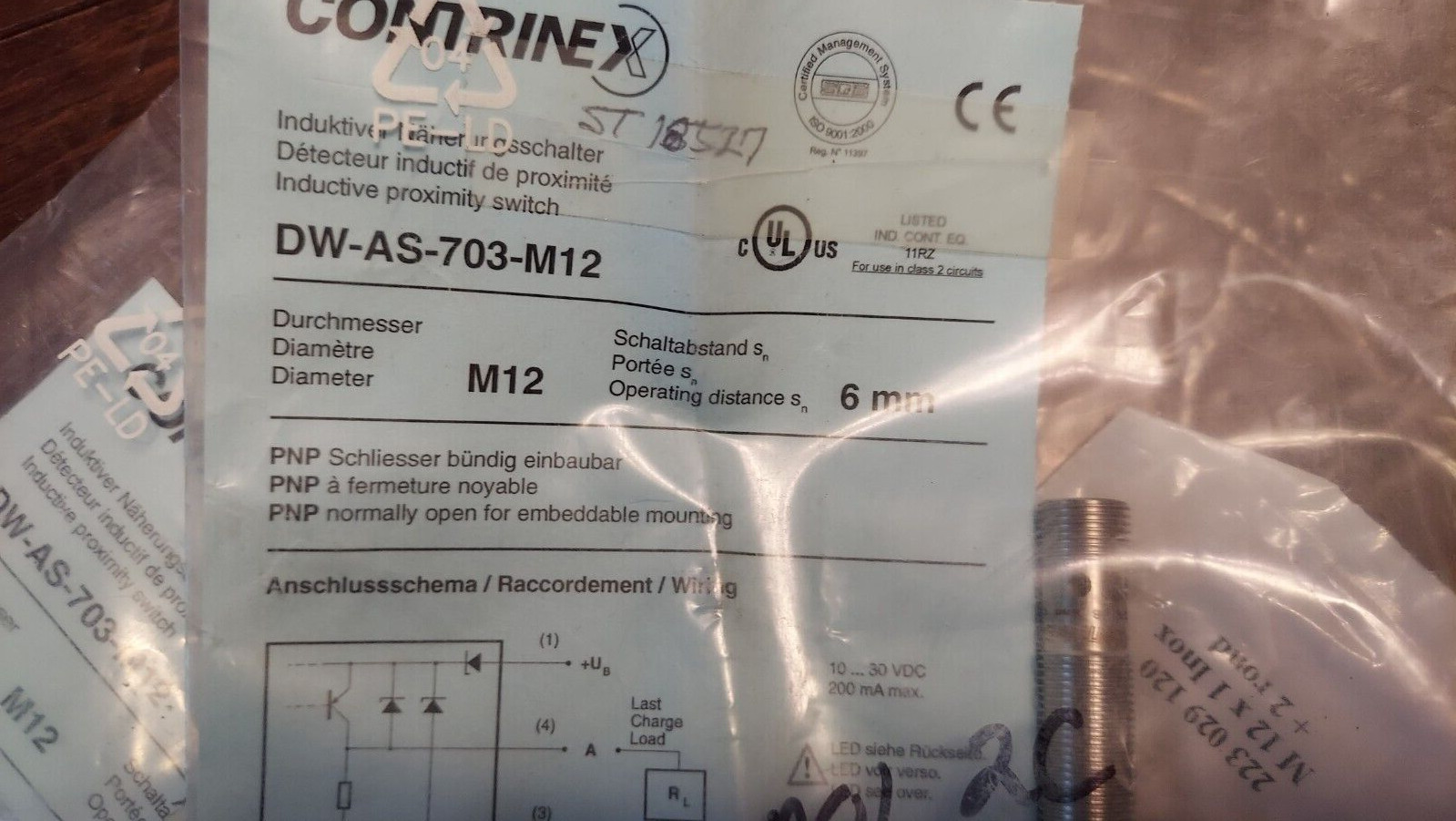 New Contrinex DW-AS-703-M12 Inductive Proximity Switch