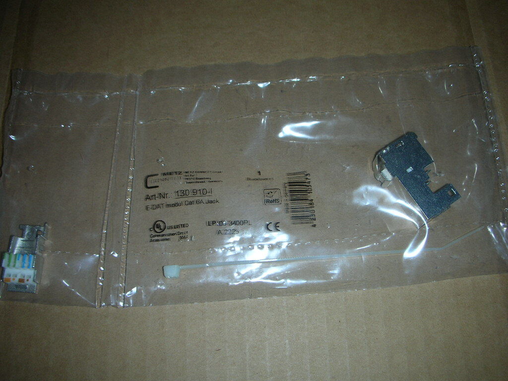 Metz CONNECT 130910-I Recessed RJ45 E-DAT Module Cat.6A 8(8) Jack T568A 1-Pc NEW