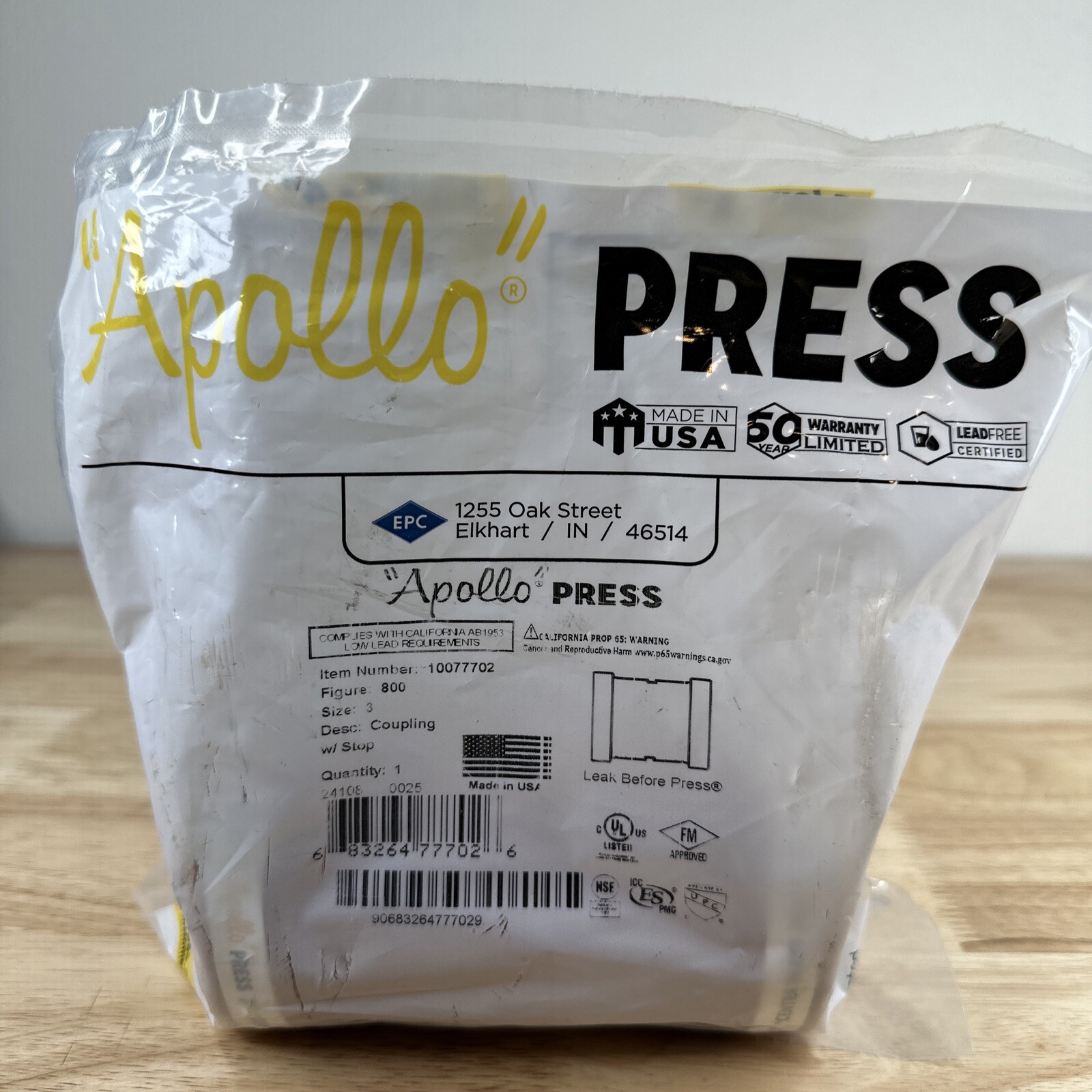 Apollo Press Coupling With Stop 3″ New Figure 800 Item 10077702