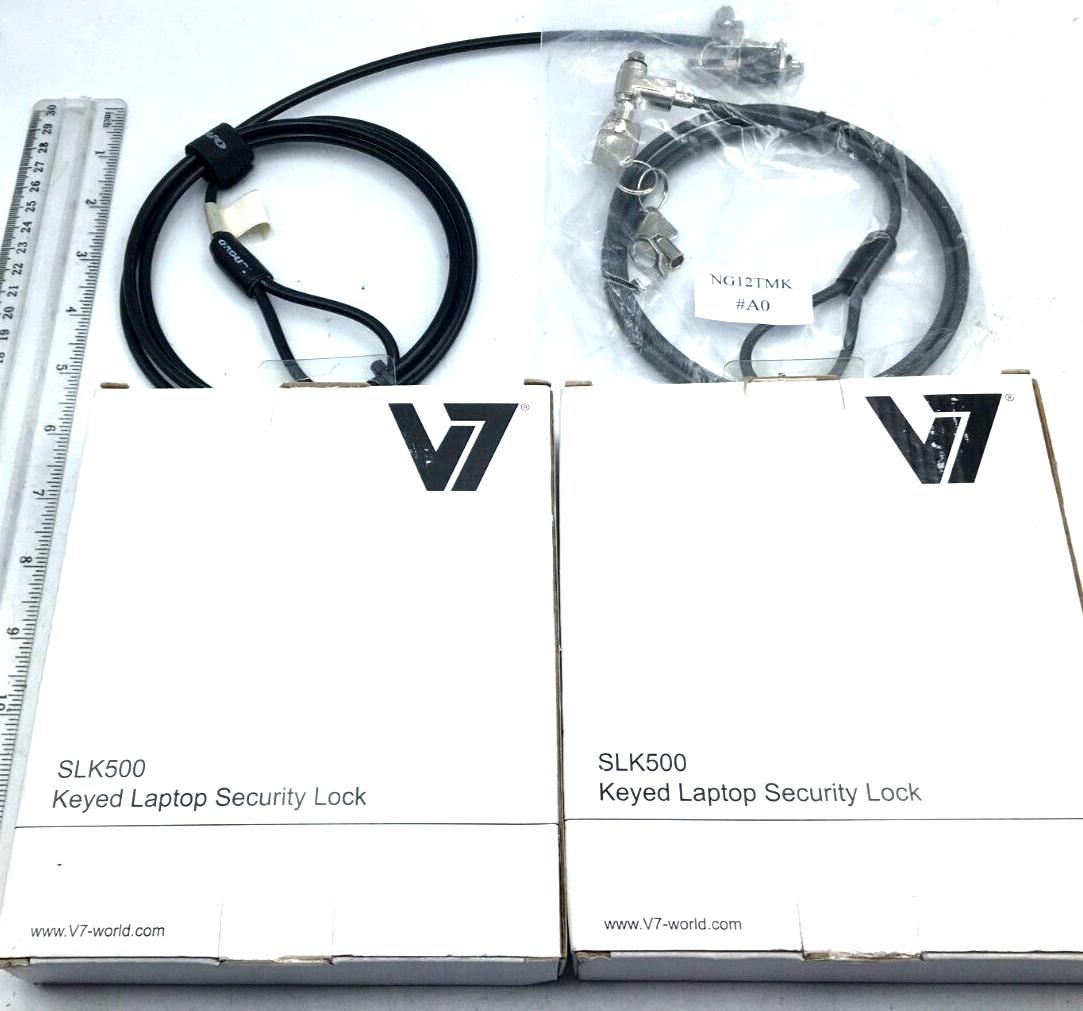 Lenovo, Noble & V7 Lot of 4 Keyed Laptop Security Lock 900-4495-00, SLK500 New