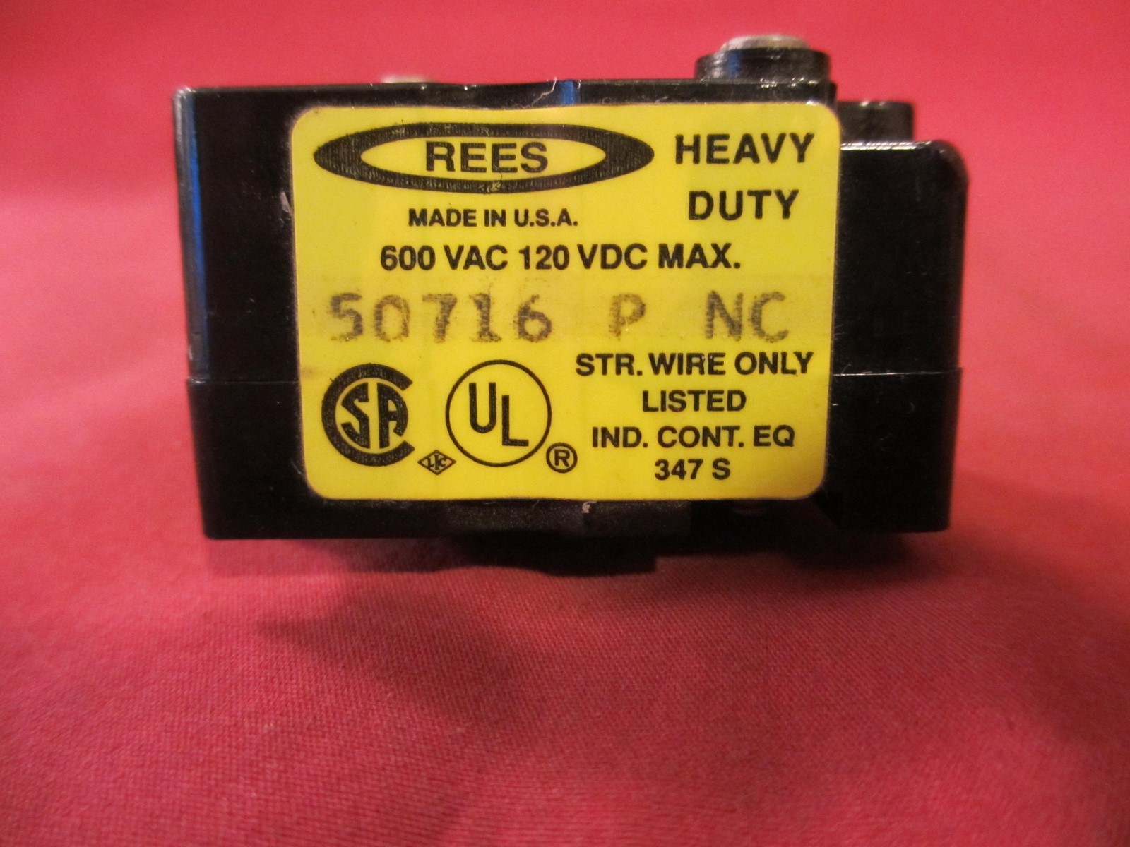 Rees 50716 P NC, Heavy Duty Contact Block 600 VAC, 120VDC Max, USA