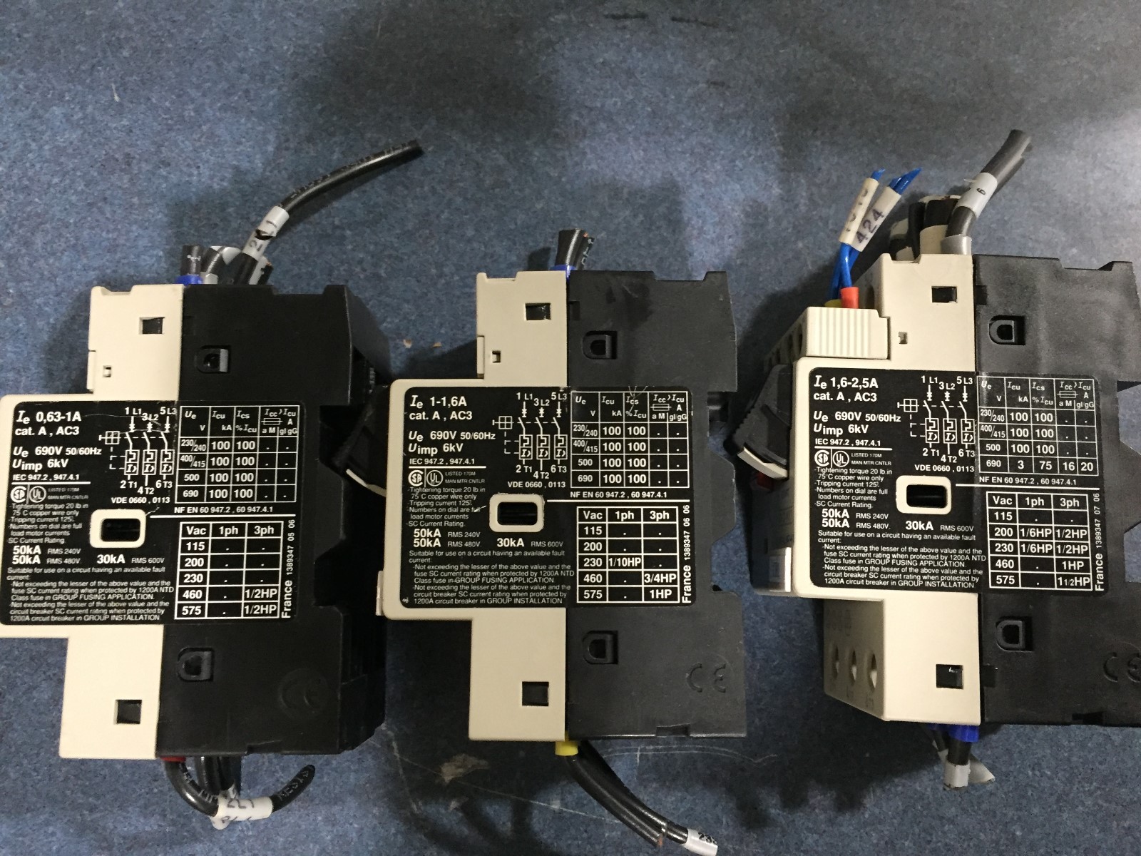 LOT OF 3 Telemecanique GV2-M05 & -M06 & -M07 Motor Starter ***FREE SHIPPING***