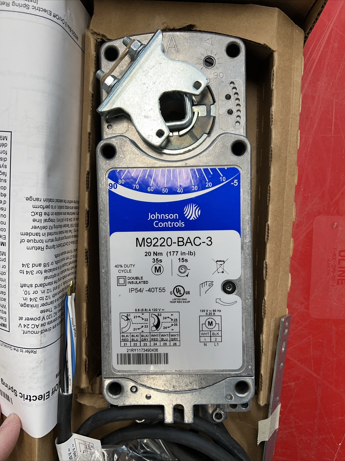 Johnson Controls M9220-BAC-3 /Johnstone Supply L47-122 Actuator