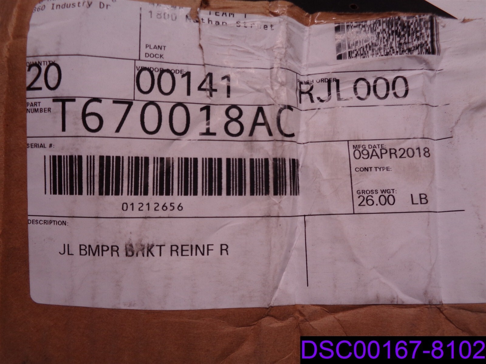 Qty = 31: Paccar Bumper Brackets L11-6214 V107 Rev D 13024AA, T670018AC