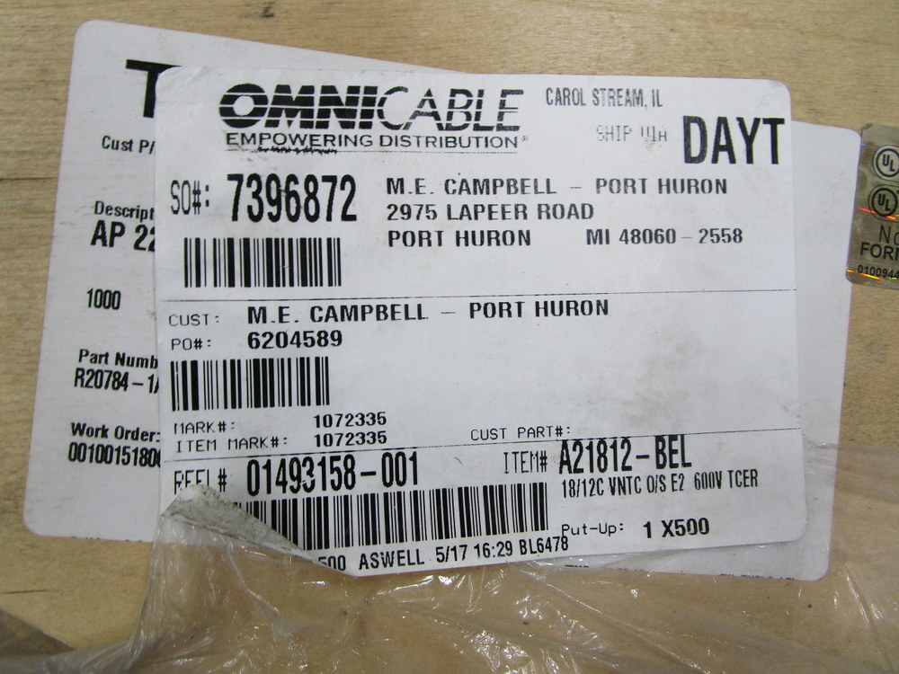 Omni Cable A21812-BEL 500′ Wire Tray Cable A21812