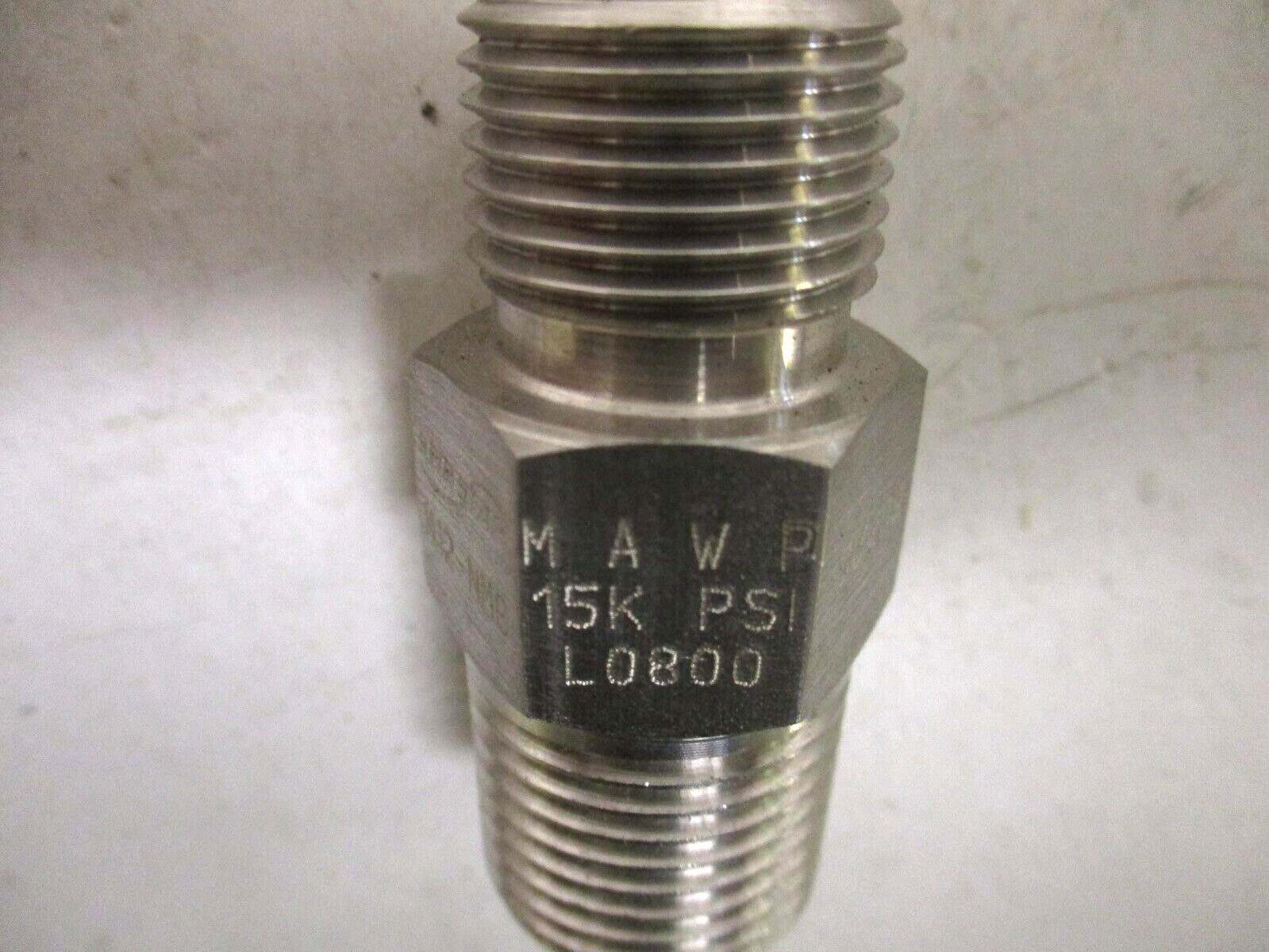 SPIR STAR , M12-NM8 , SST , 3/4″ -16 TYPE-M x 1/2″ MNPT x 2″ , 15000 PSI