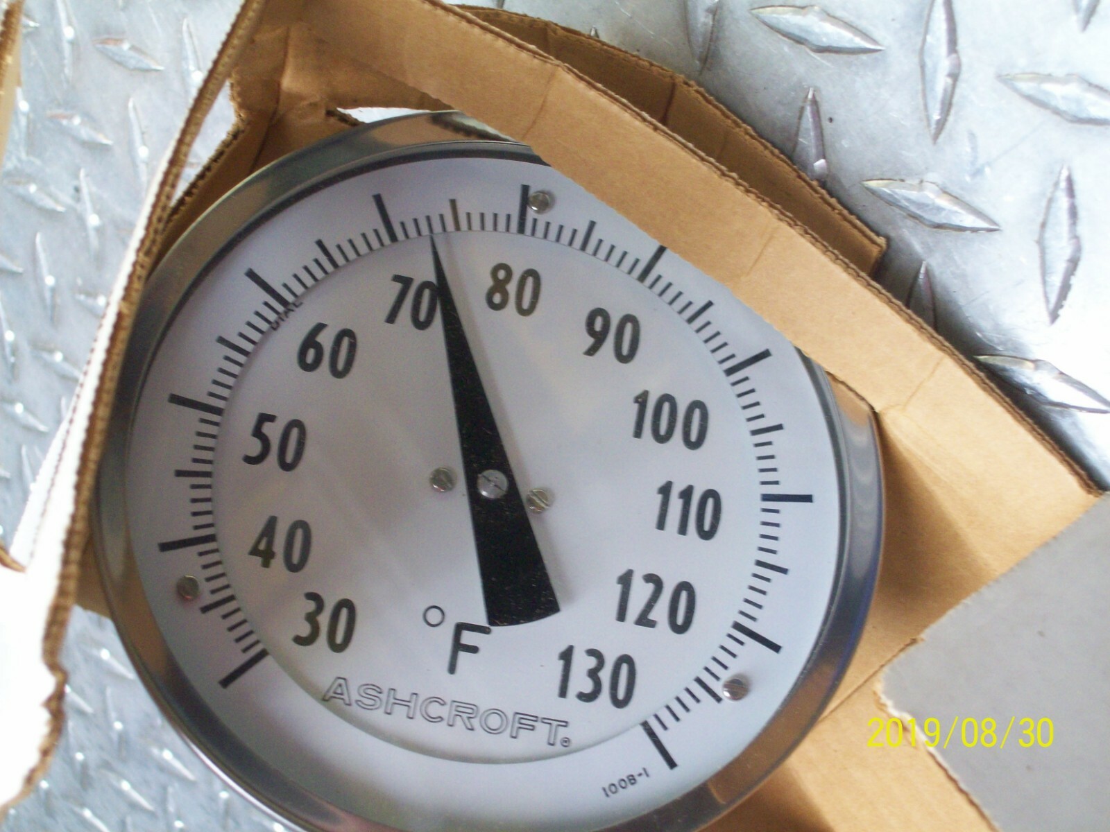 NEW ASHCROFT 50-EI-60-R-040-30/130F 5″ BIMETAL THERMOMETER 1/2″ NPT CONNECTION