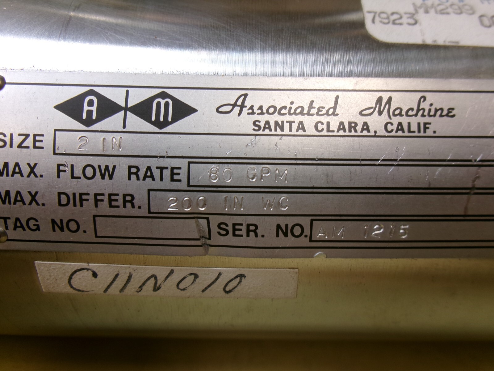 Associated Machine 158B7077AP012 Flow Control 2″ , 80 GPM , 200″ WC