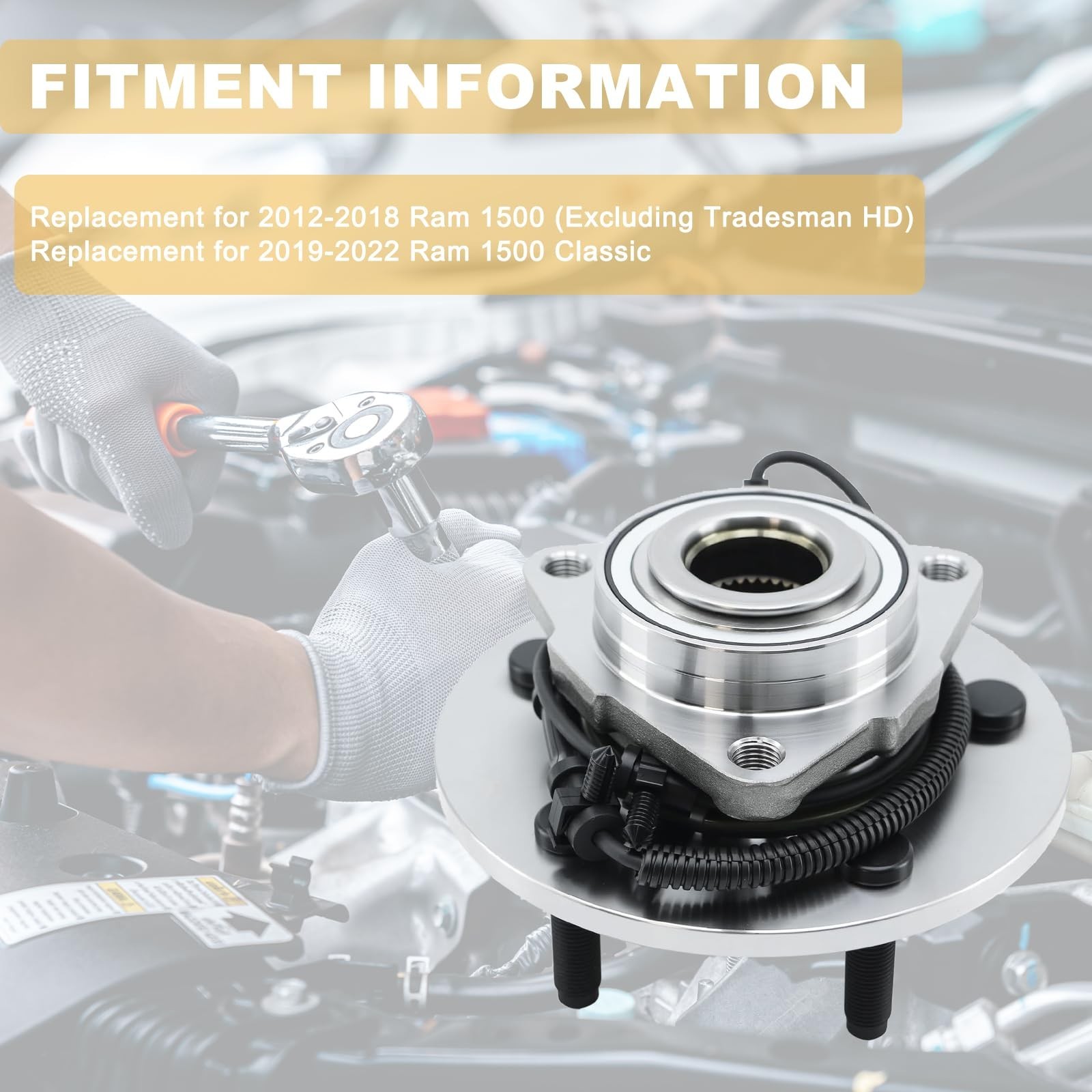 515151 Pair 2 Front Wheel Hub & Bearing Assembly for 2012-2018 Ram 1500 (Excl…
