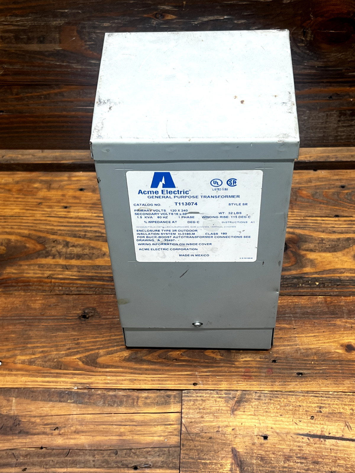 ACME ELECTRIC T113074 Buck Boost Transformer 1.5kVA 120x240V 16/32V