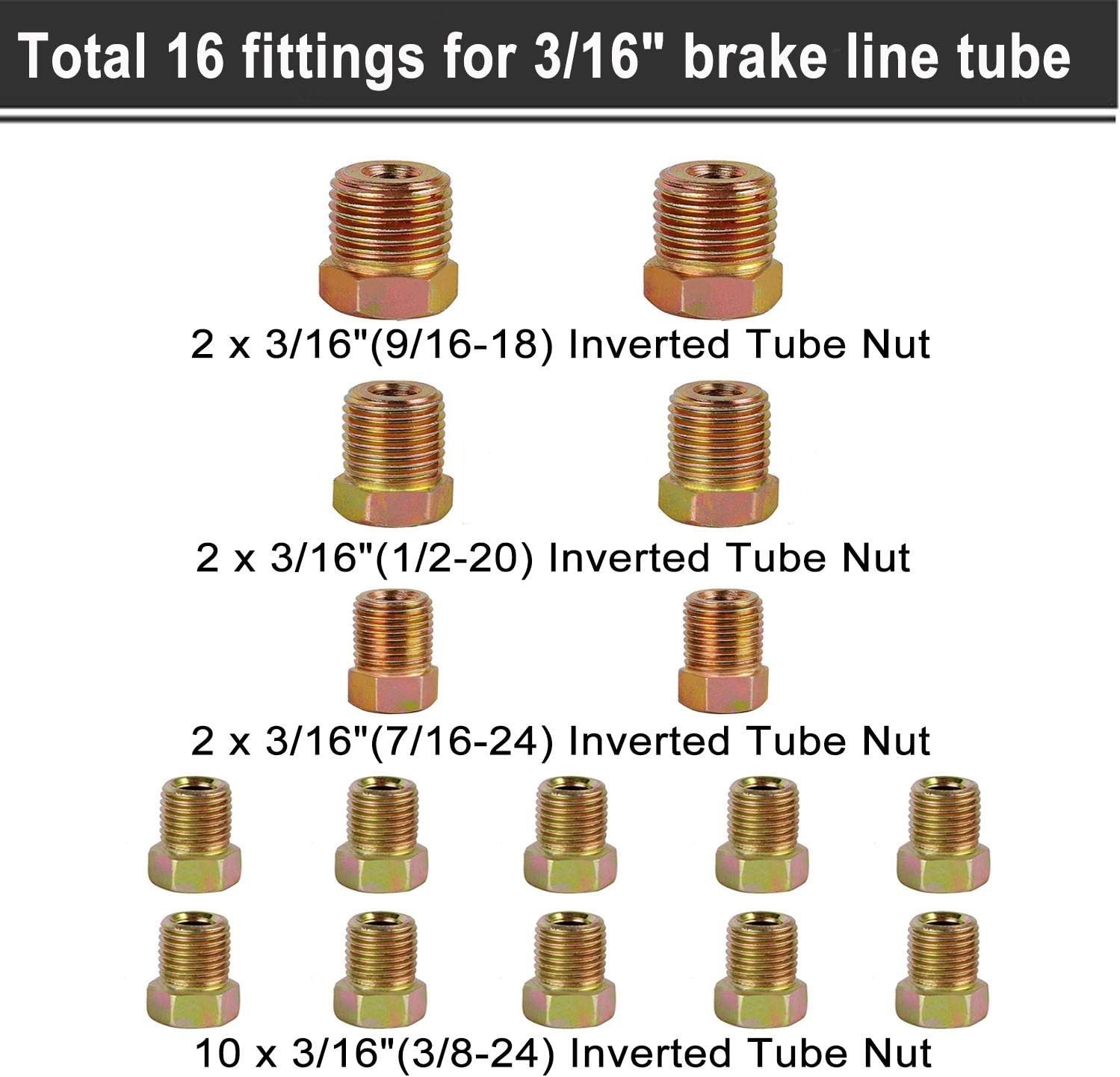 Muhize 25ft Brake Line Kit • 1/4″ & 3/16″ Copper Coated Alloy Tubing with Fittin