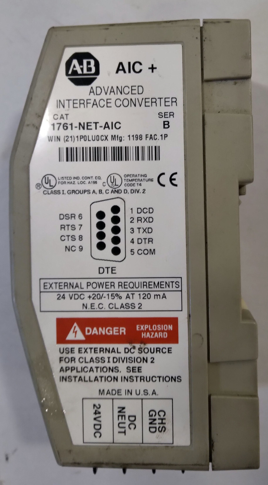 1 USED AB 1761-NET-AIC SER.A ADVANCED INTERFACE CONVERTER ***MAKE OFFER***