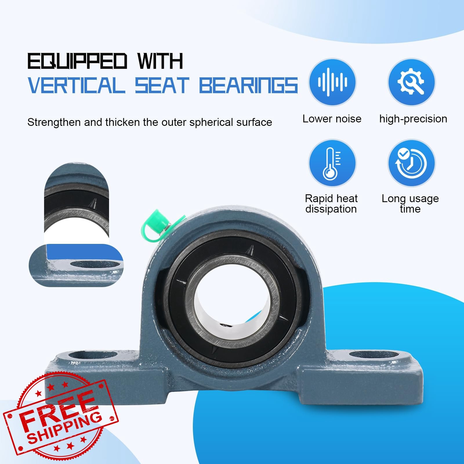 SUPLABEL UCP207-20 Pillow Block Bearing 1-1/4″ Bore 4 Pcs