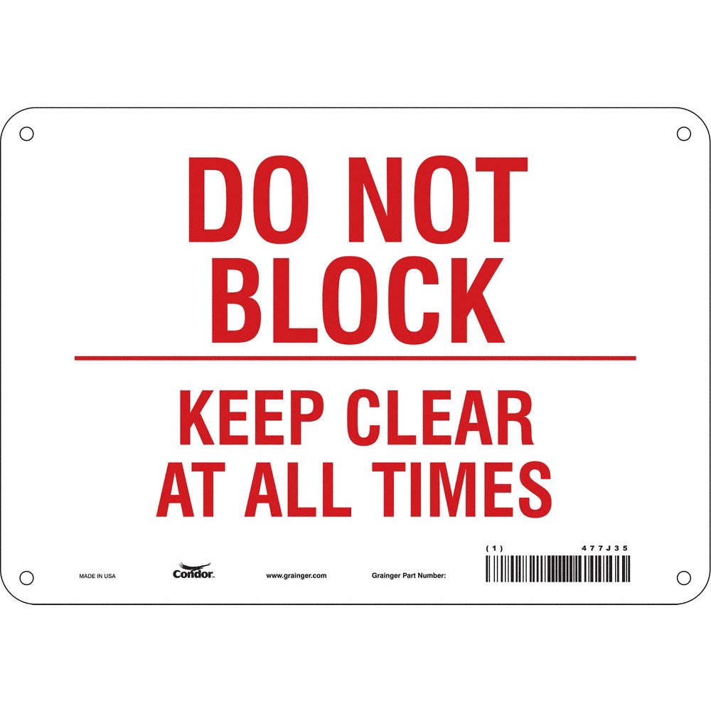 CONDOR 477J35 Safety Sign,7 in x 10 in,Polyethylene 477J35