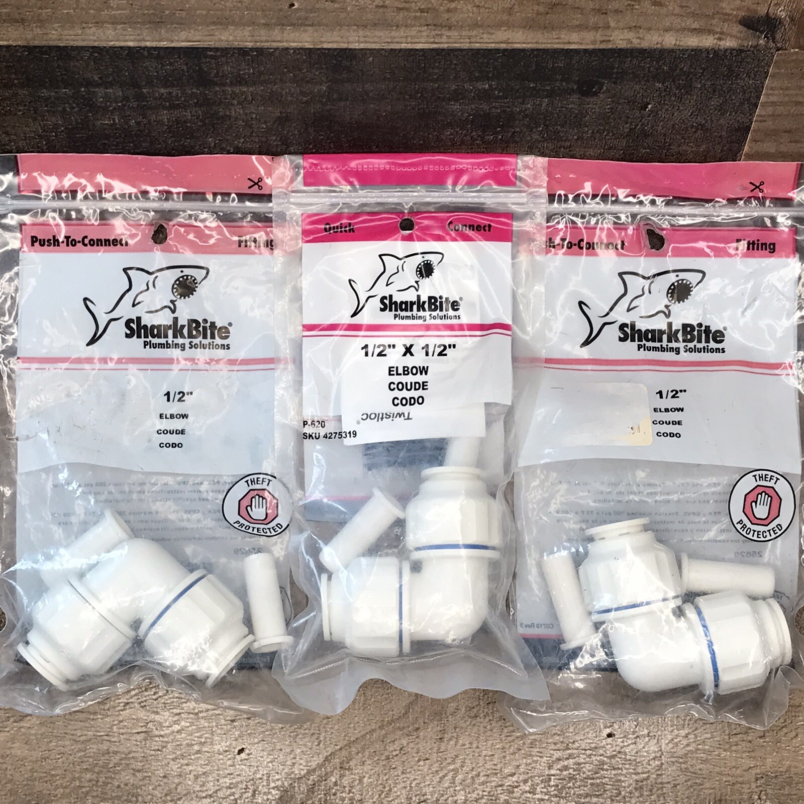 SharkBite 25629 200 PSI Push-to-Connect Union Elbow 1/2 x 1/2 Dia. in. *Lot Of 3