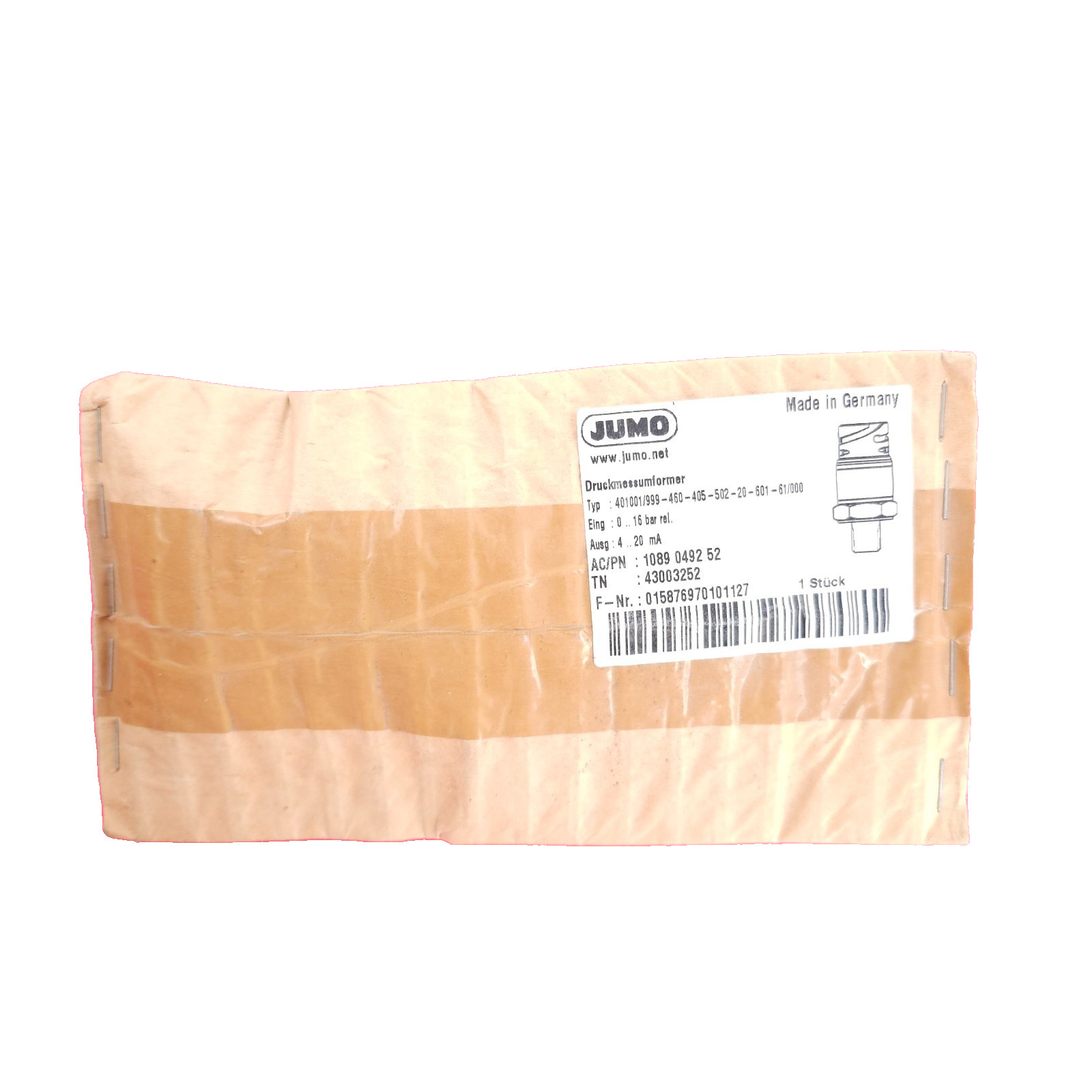 Jumo 401001/999 0 – 16 Bar Pressure Transducer 4-20ma Atlas Copco 108-90492-52
