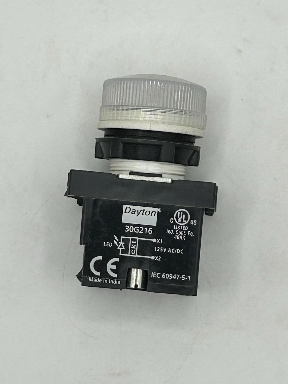 Dayton 30G216 Pilot Light, 22Mm, Led, White