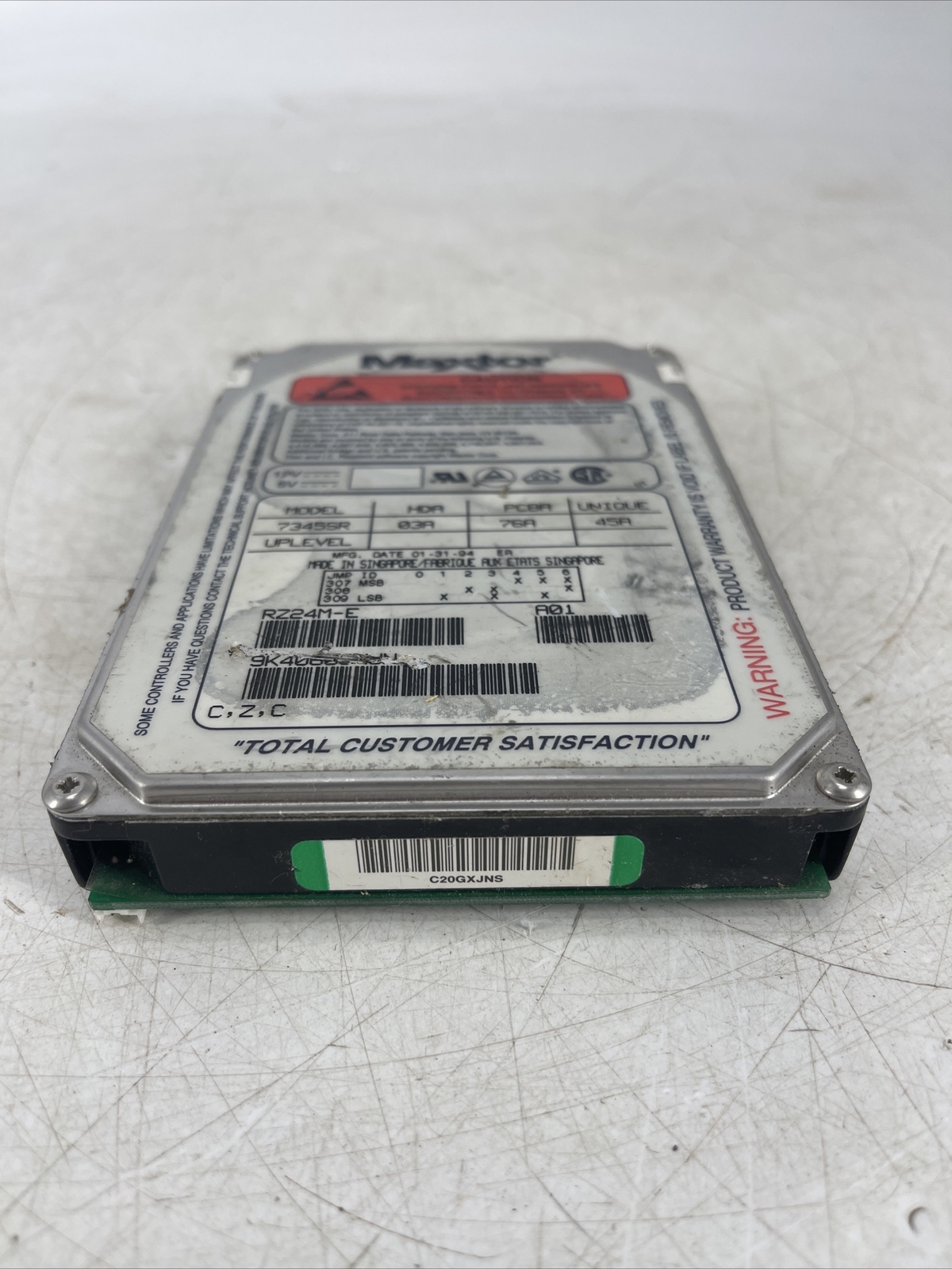 Maxtor Disk Drive 7345SR Uplevel, HDA 03A, PCBA 76A, Unique 45A PARTS OR REPAIR