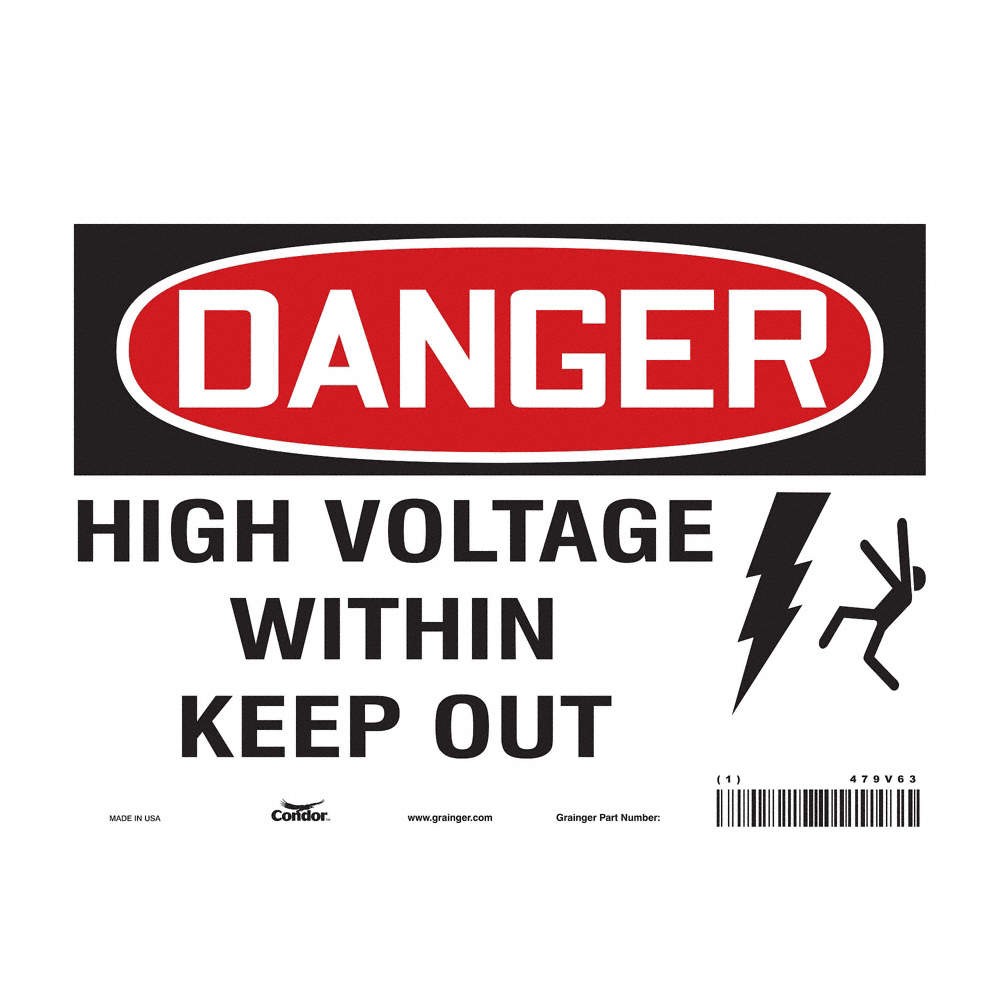 CONDOR Safety Sign,7 in x 10 in,Vinyl 479V63