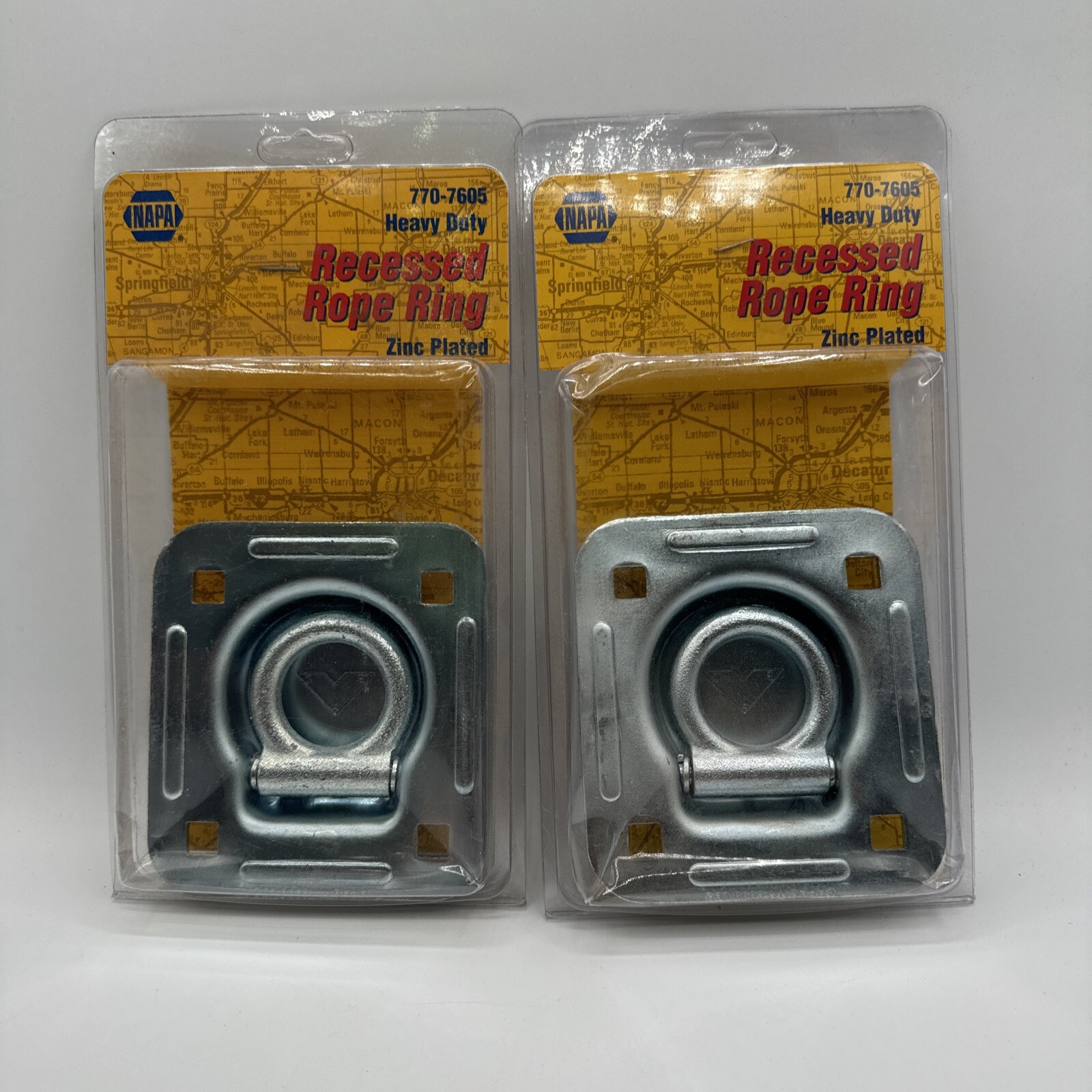 (Qty 2) NAPA Recessed Rope D Ring / Tie Down Ring Zinc Plated Steel 770-7605