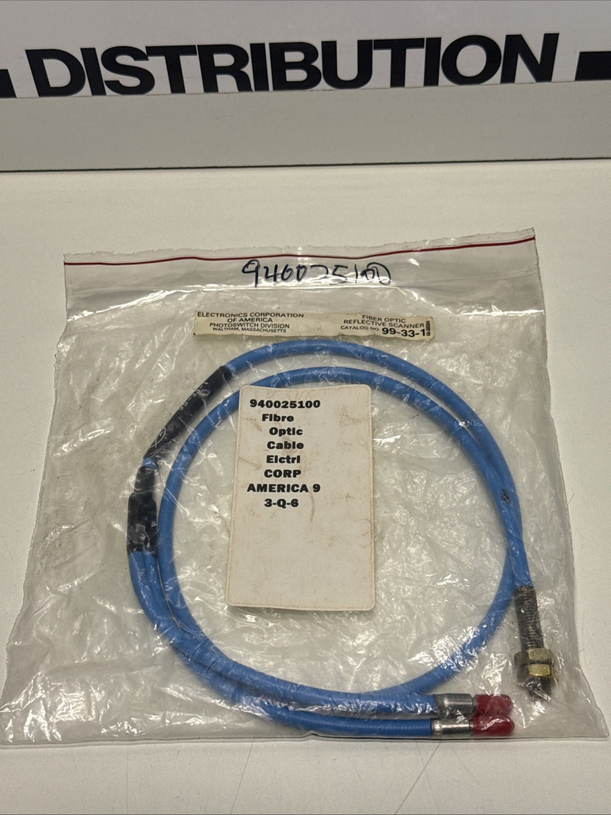 Electronics Corp – Fiber Optic Reflective Scanner Cable Cat. No. 99-33-1 NEW