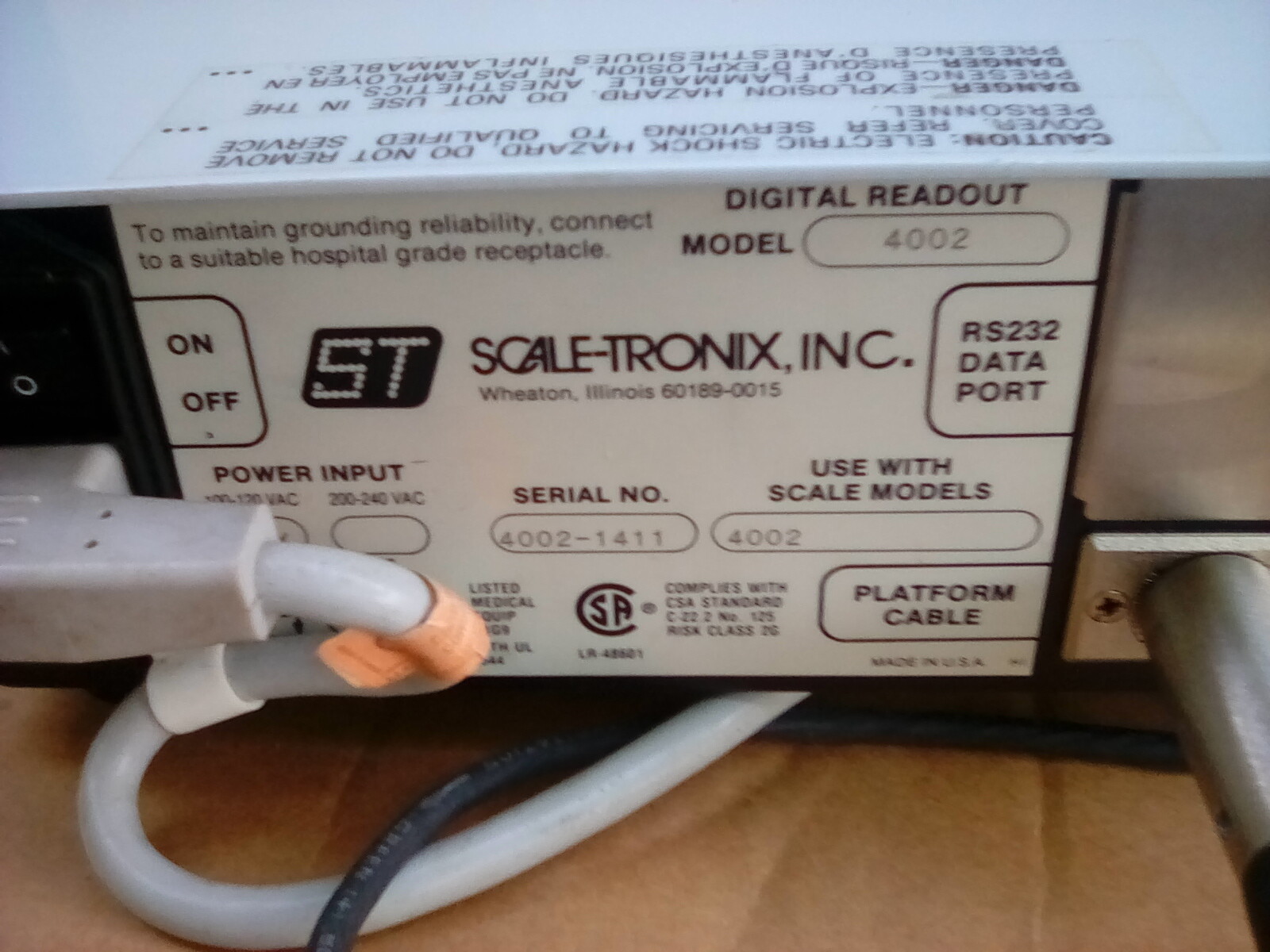 SCALE-TRONIX 4002 DIGITAL READOUT SCALE