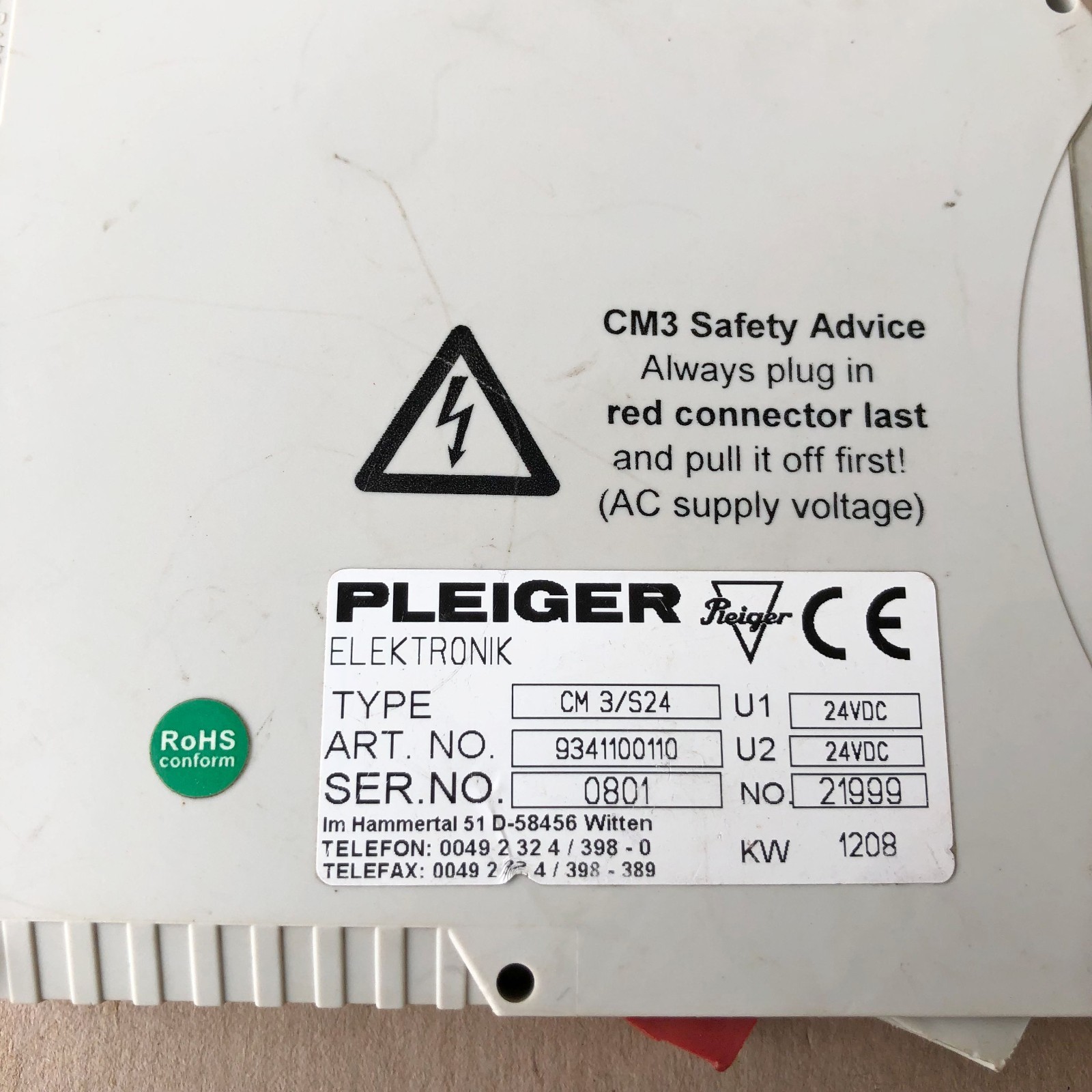 PLEIGER CM3/S24 CONTROL MODULE 9341100110