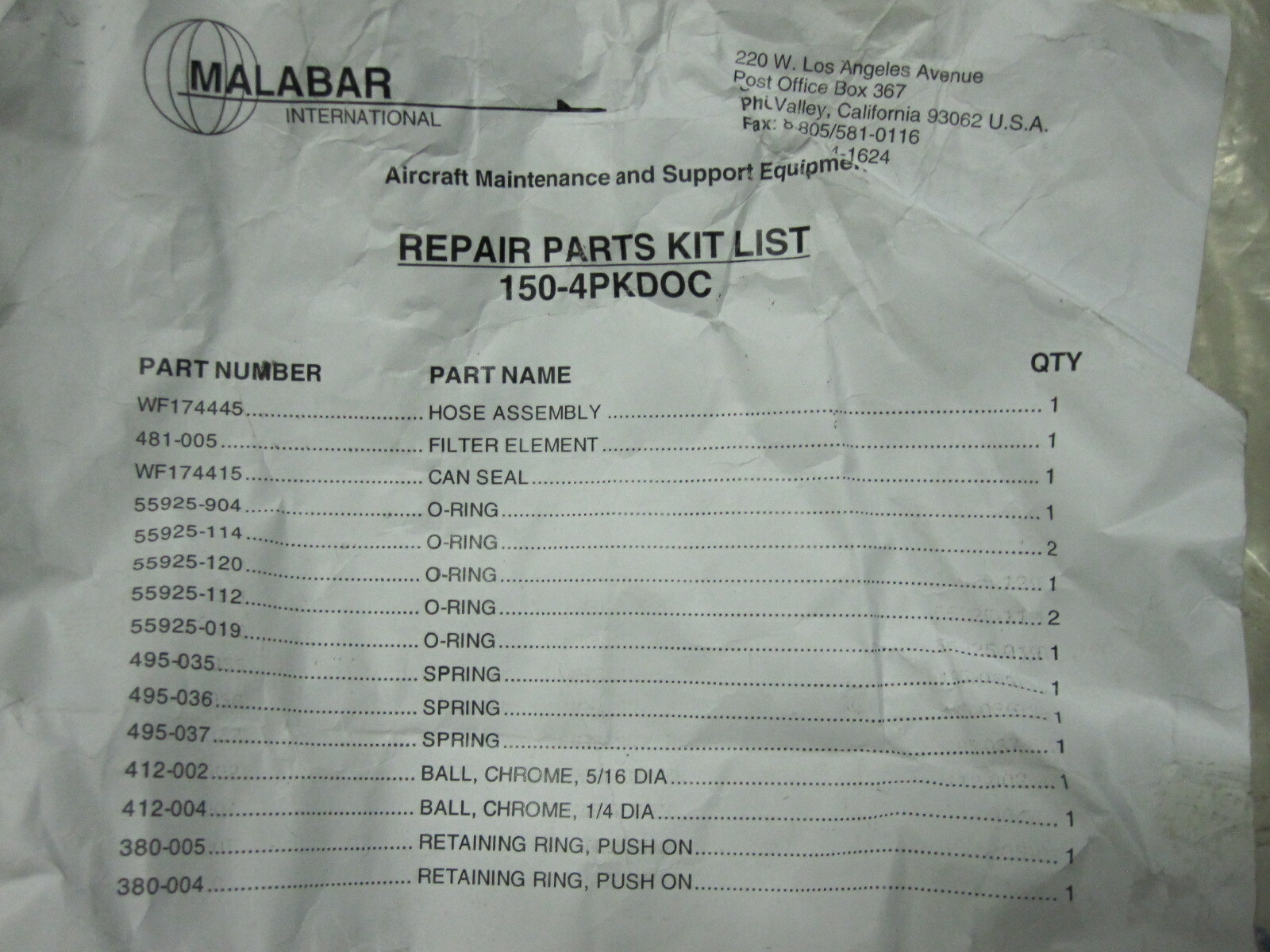 Repair Parts Hose KIT for Malabar 150 Turbine Oil Gun DISPENSER