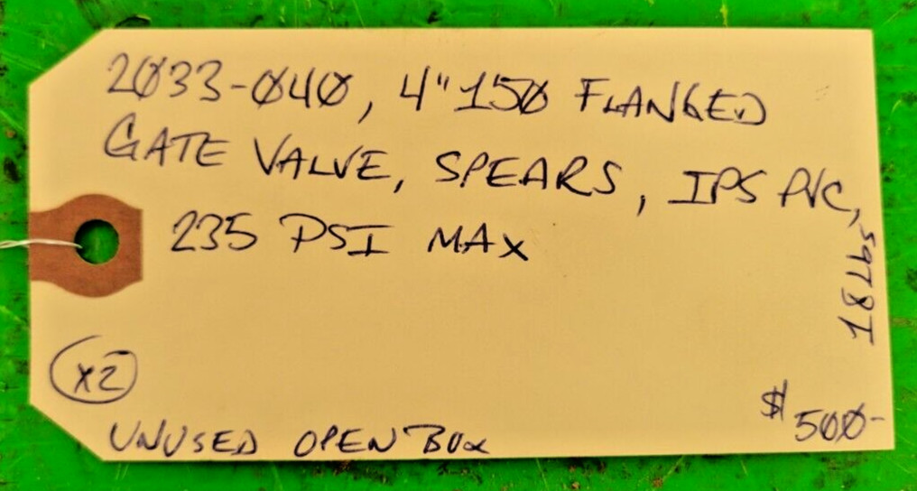 🟠SPEARS IPS PVC 4″ 150 FLANGED GATE VALVE PESSCO IS OFFERING 1 G050624-2-3 🗽
